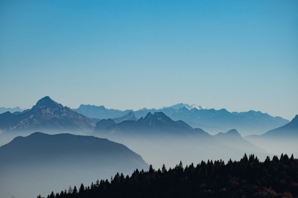 Mountain ranges with fog